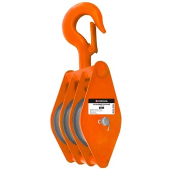 Блок шкивовый трехрольный с крюком 250 кг, D каната 7 - 9 мм, СибТаль 17702