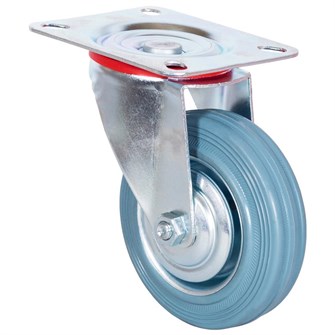 Колесо промышленное с площадкой, поворотное, серая резина, роликоподш. 100 мм (SС 42F) 21916