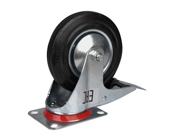 Большегрузное колесо обрезиненное euro-lift поворотное, с тормозом, г/п 150кг (160*40,0 мм) 897