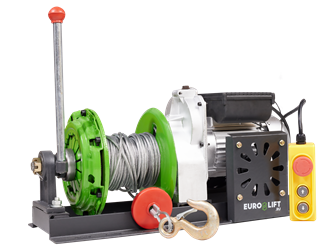 Лебедка KCD-M 500кг, 30м, U=220 В электрическая  монтажная с рычагом Euro-Lift 1231