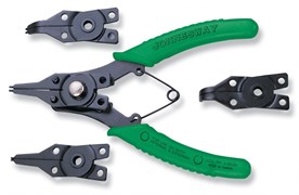 P266 Щипцы универсальные со сменными рабочими частями для стопорных колец в наборе,160 мм, 6-50 мм, 4 предмета 94348