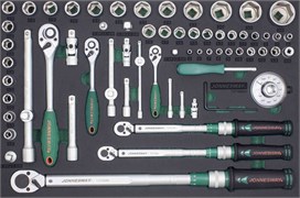 T27166SV Набор ключей динамометрических 1/4"DR 2-10 Нм, 3/8"DR 10-60 Нм , 1/2"DR  40-200 Hм и головок торцевых с аксессуарами в EVA ложементе, 66 предметов 1238865589