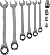 W45110S Набор ключей гаечных комбинированных трещоточных с аксессуарами в кейсе, 8-19 мм, 10 предметов 102607