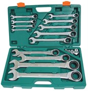 W45117S Набор ключей гаечных комбинированных трещоточных с аксессуарами в кейсе, 8-32 мм, 17 предметов 102677